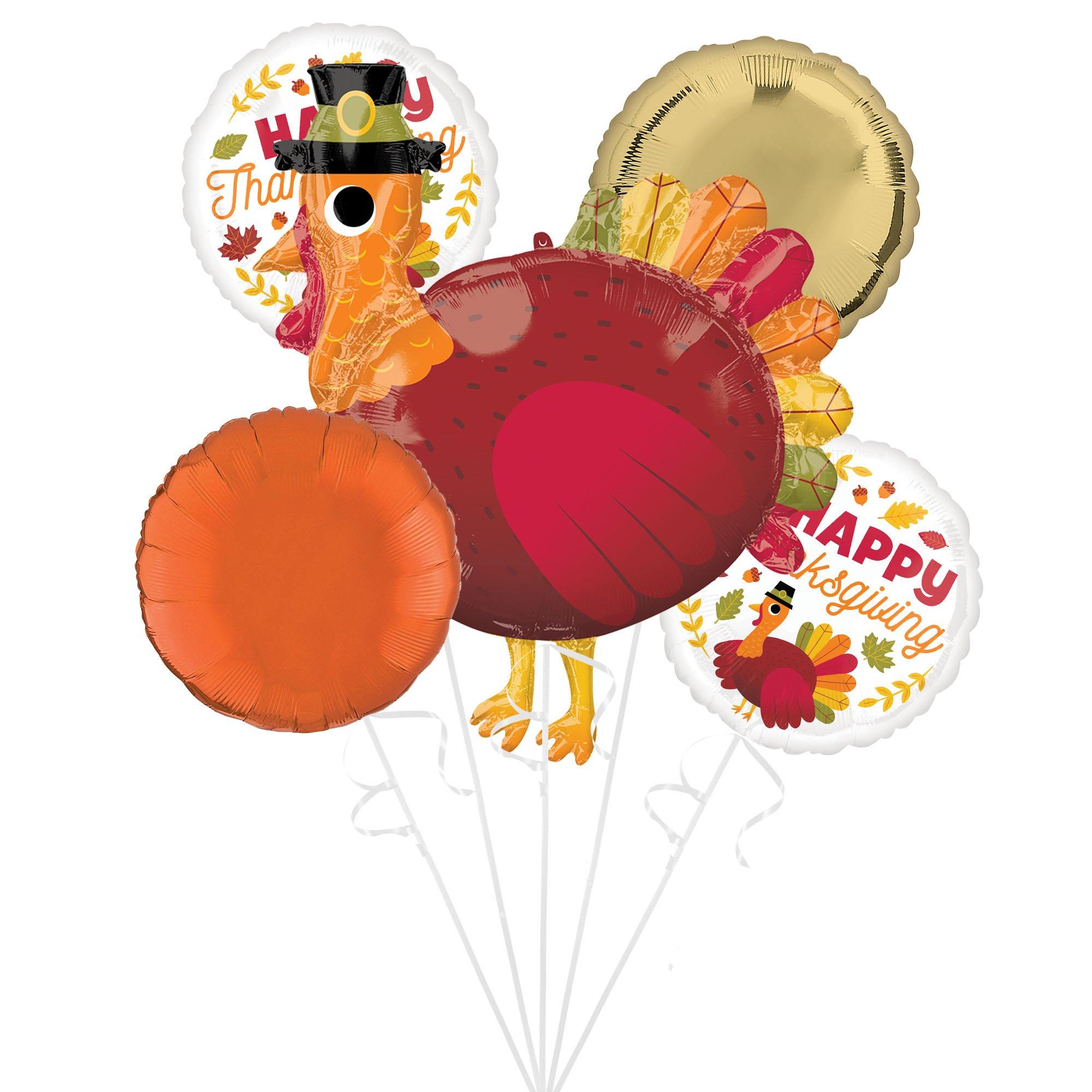 Pilgrim Turkey Thanksgiving Foil Balloon Bouquet